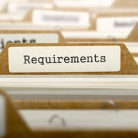 Requirements Concept with Word on Folder. Requirements Concept with Word on Folder.