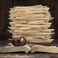 Piles Judicial Court Files And Judge Gavel on the desk Piles Judicial Court Files And Judge Gavel on the desk